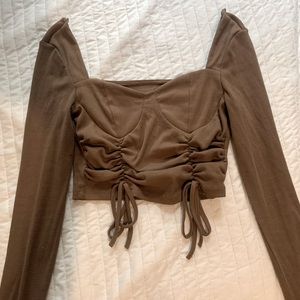 brown SHEIN long-sleeve crop top
